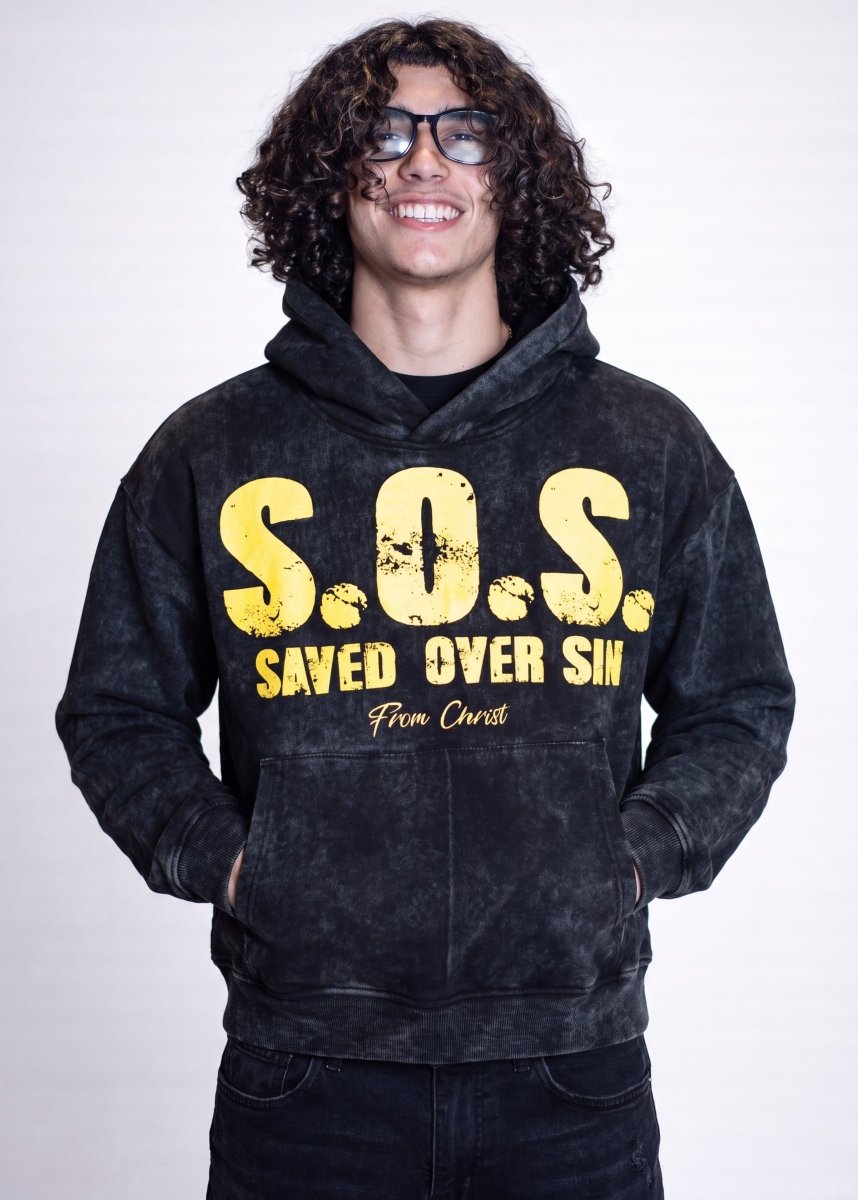 "Black" S.O.S. Hoodie - Crowned Saints