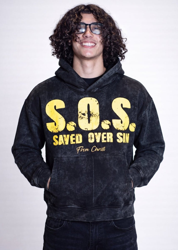 "Black" S.O.S. Hoodie - Crowned Saints