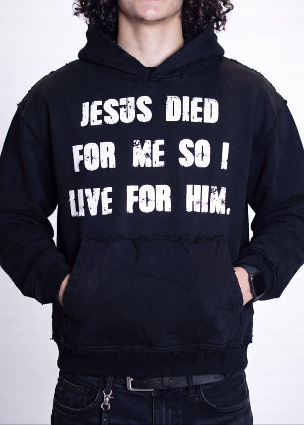 Black Reversed Sacrifice Hoodie - Crowned Saints