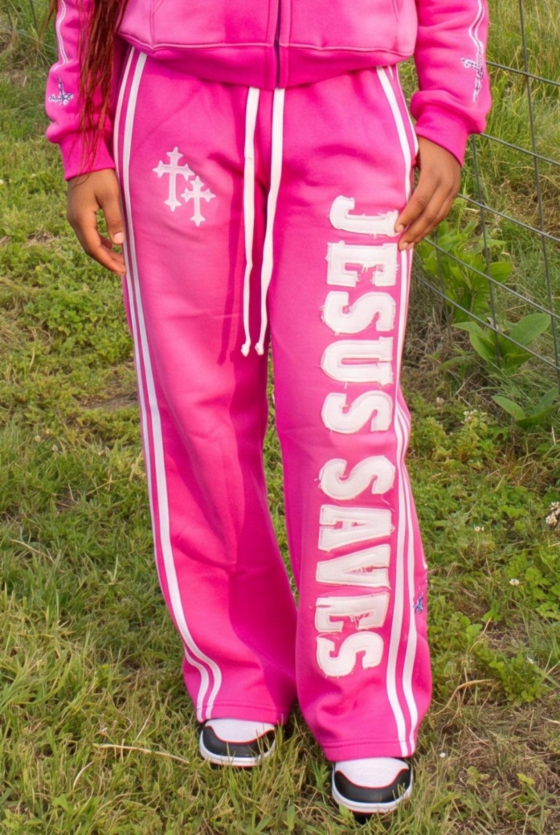 Pink Jesus Saves Sweatpants - Crowned Saints