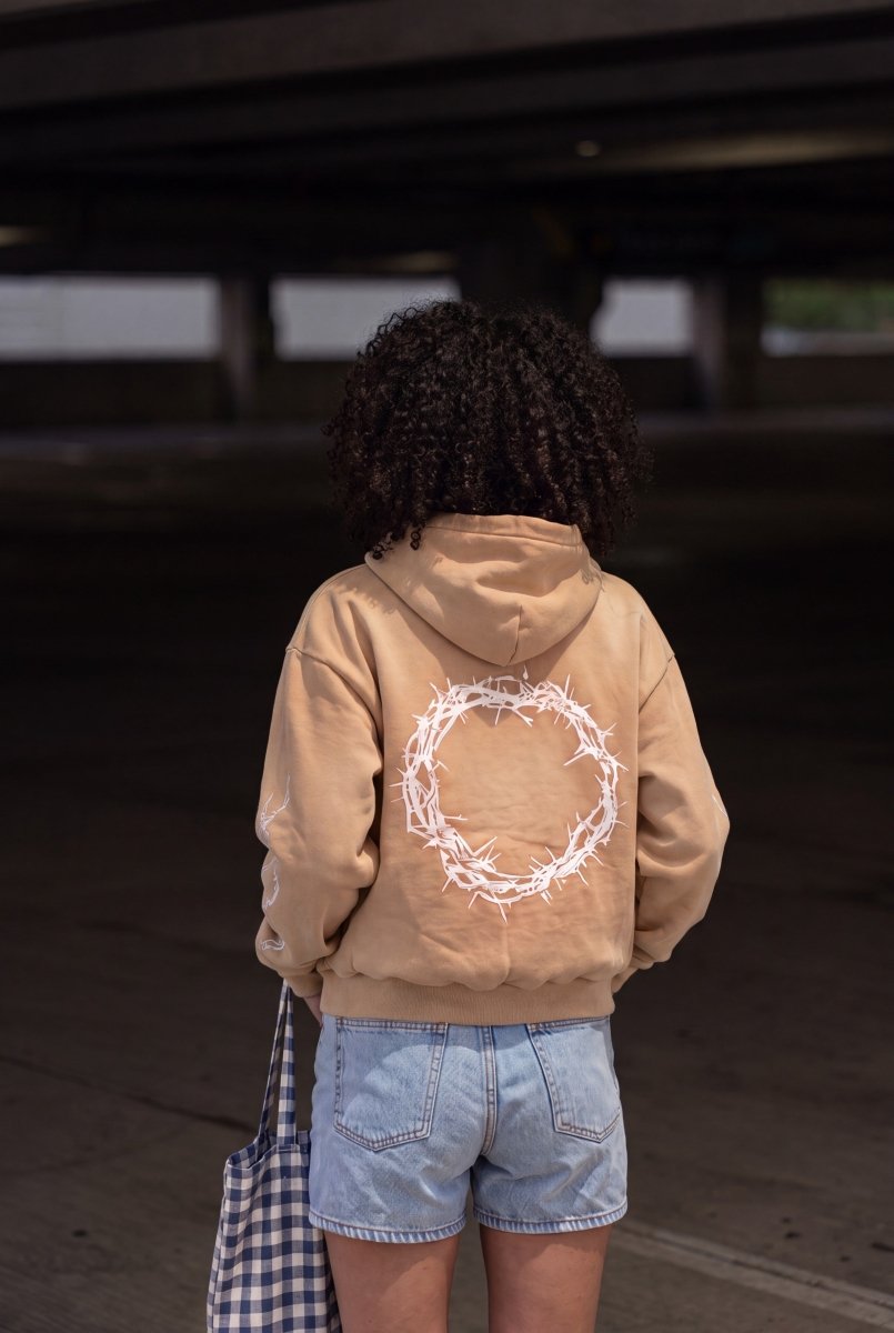 Cream Jesus Saves Zip Up Hoodie - Crowned Saints