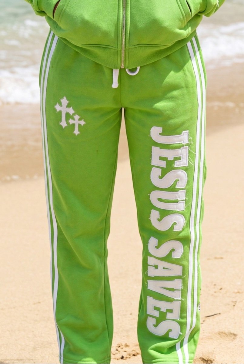 Green Jesus Saves Sweatpants - Crowned Saints