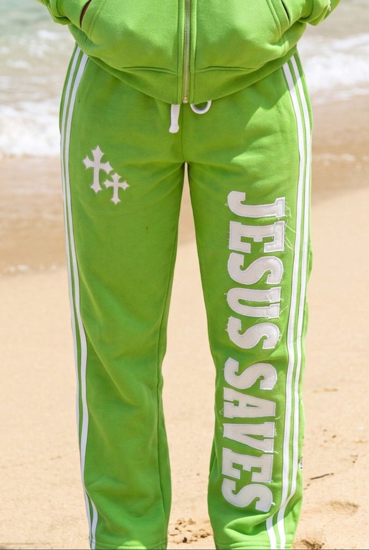 Green Jesus Saves Sweatpants - Crowned Saints