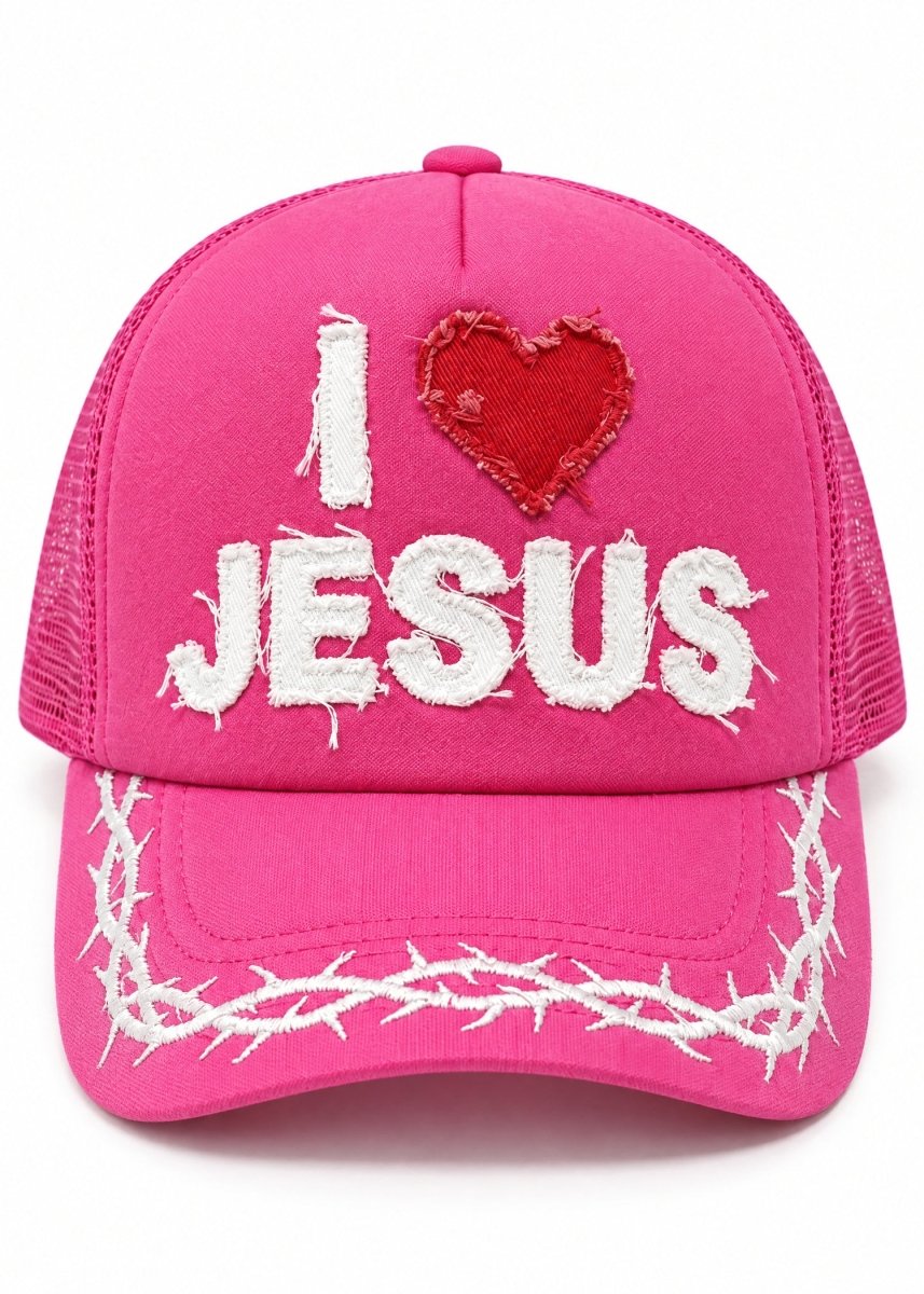 "I Love Jesus" Pink Trucker Hat - Crowned Saints