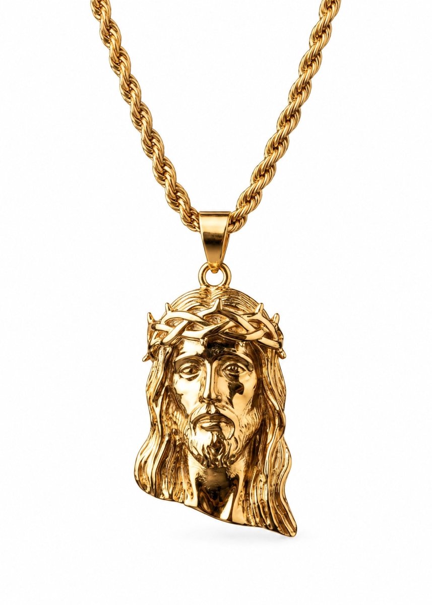 "The Jesus Piece" Gold Chain - Crowned Saints