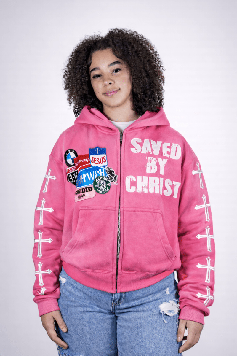 Pink Savior Zip Up Hoodie - Crowned Saints