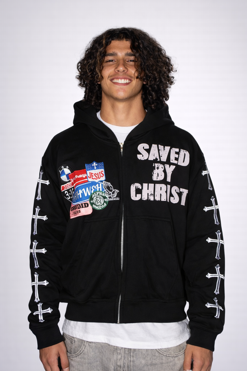 Black Savior Zip Up Hoodie