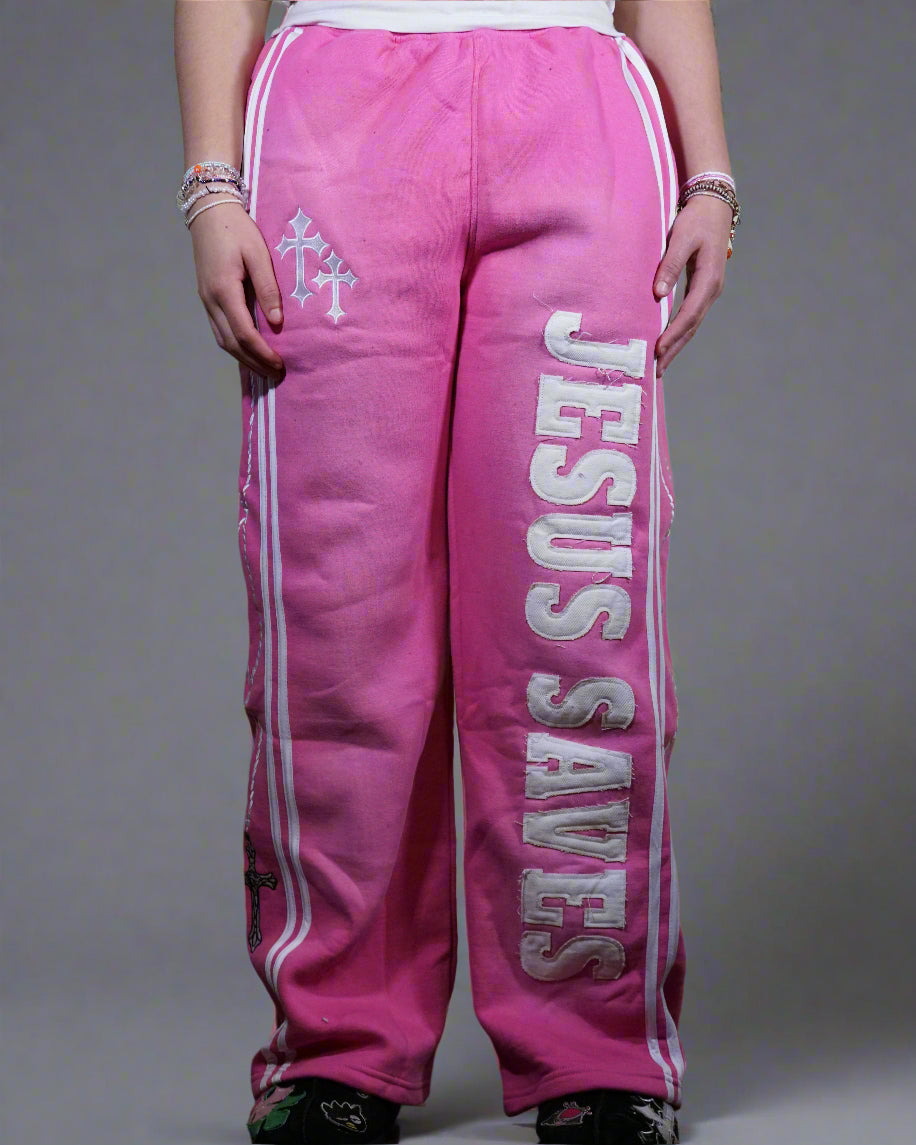 Pink Jesus Saves Sweatpants