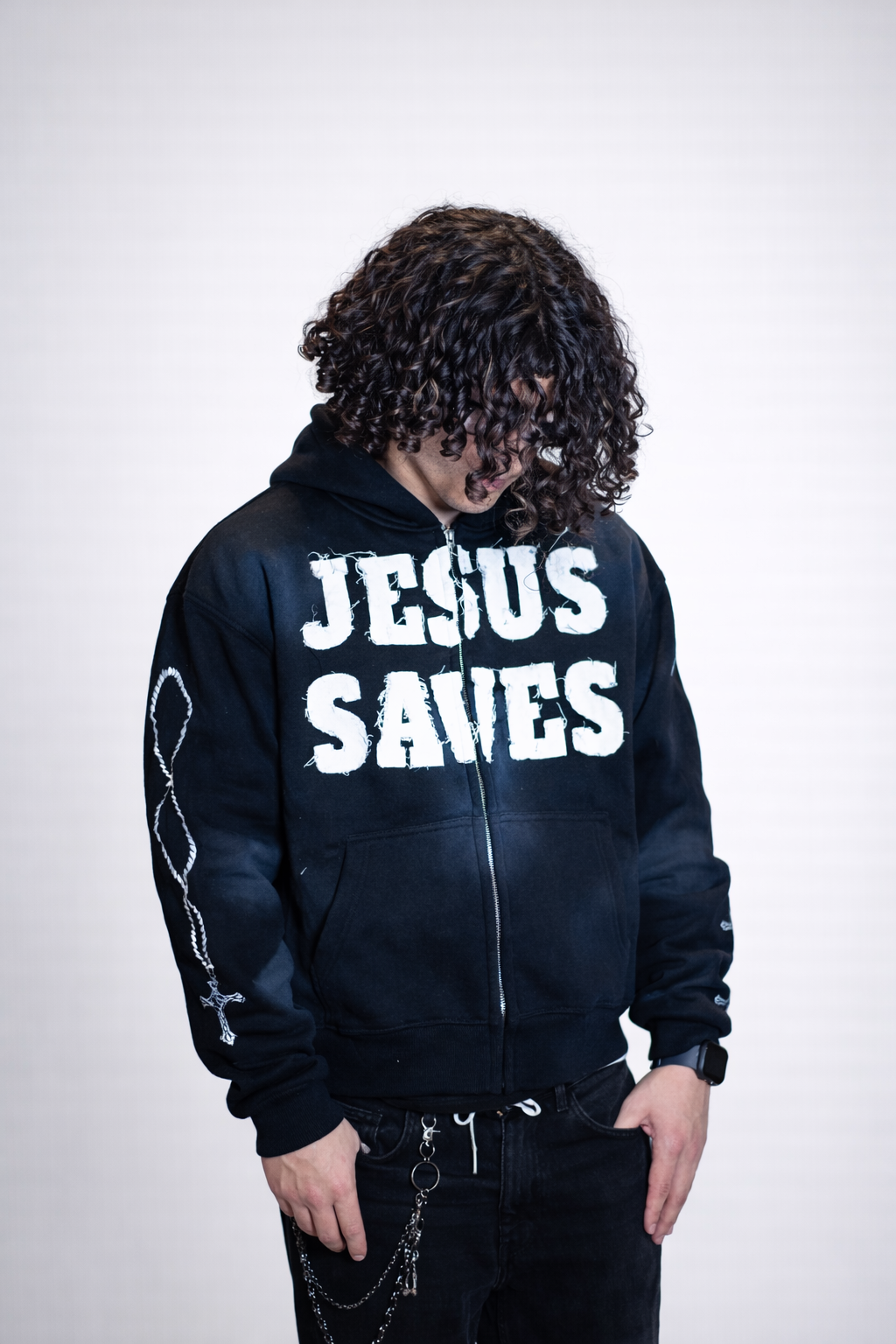 Black Jesus Saves Zip Up Hoodie