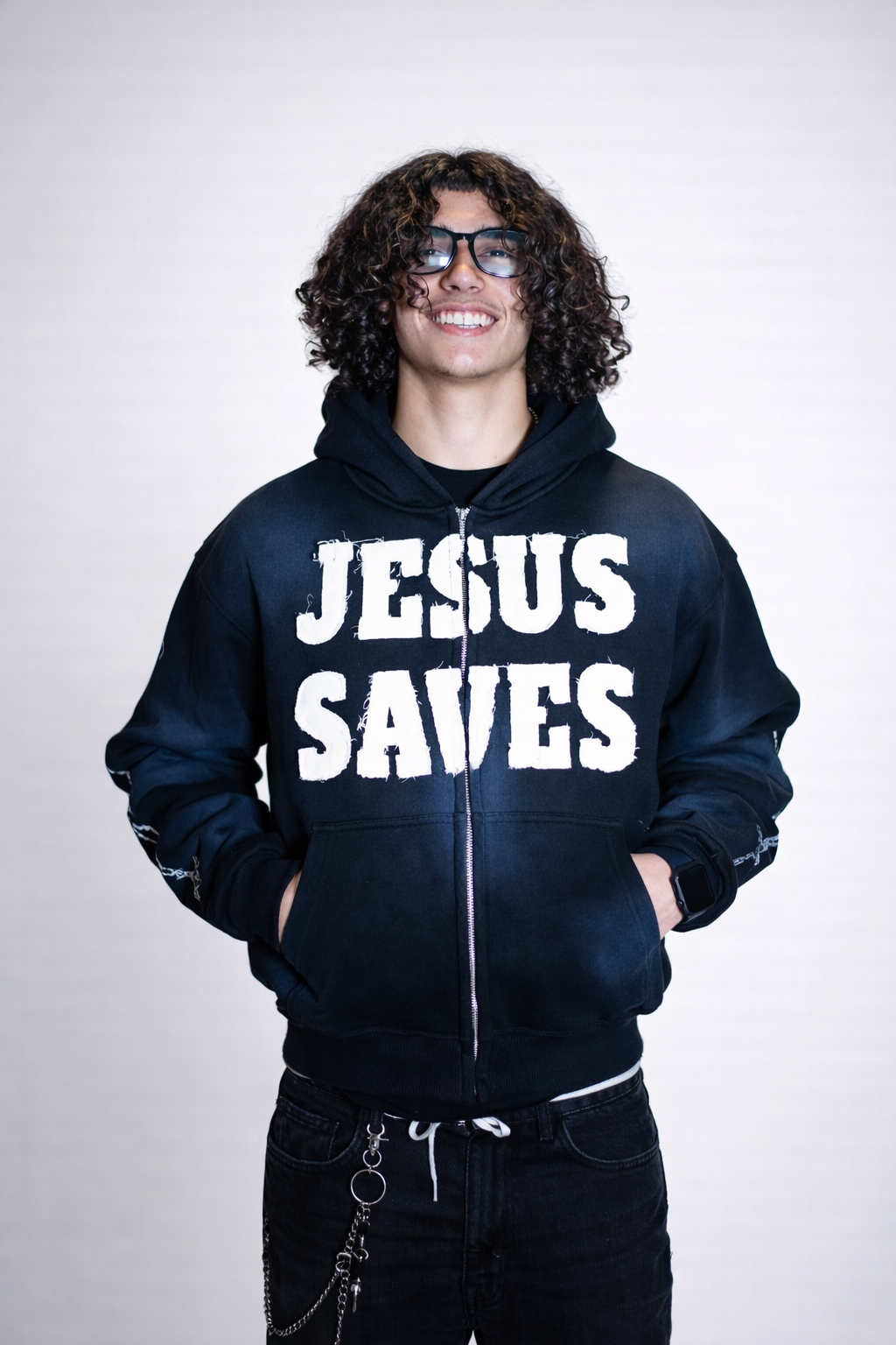 Black Jesus Saves Zip Up Hoodie