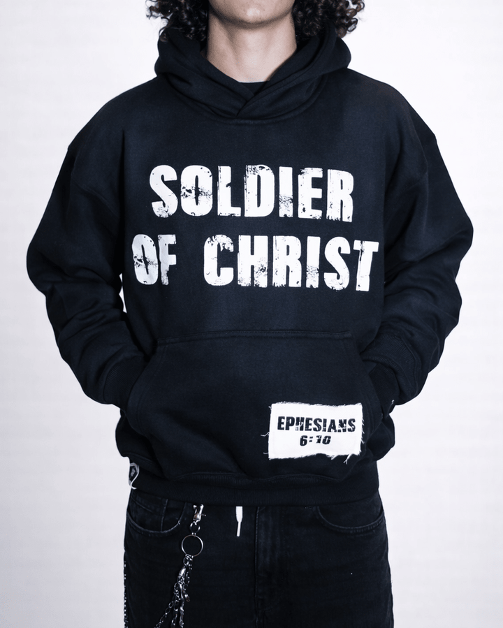 Black Soldier Hoodie - Crowned Saints